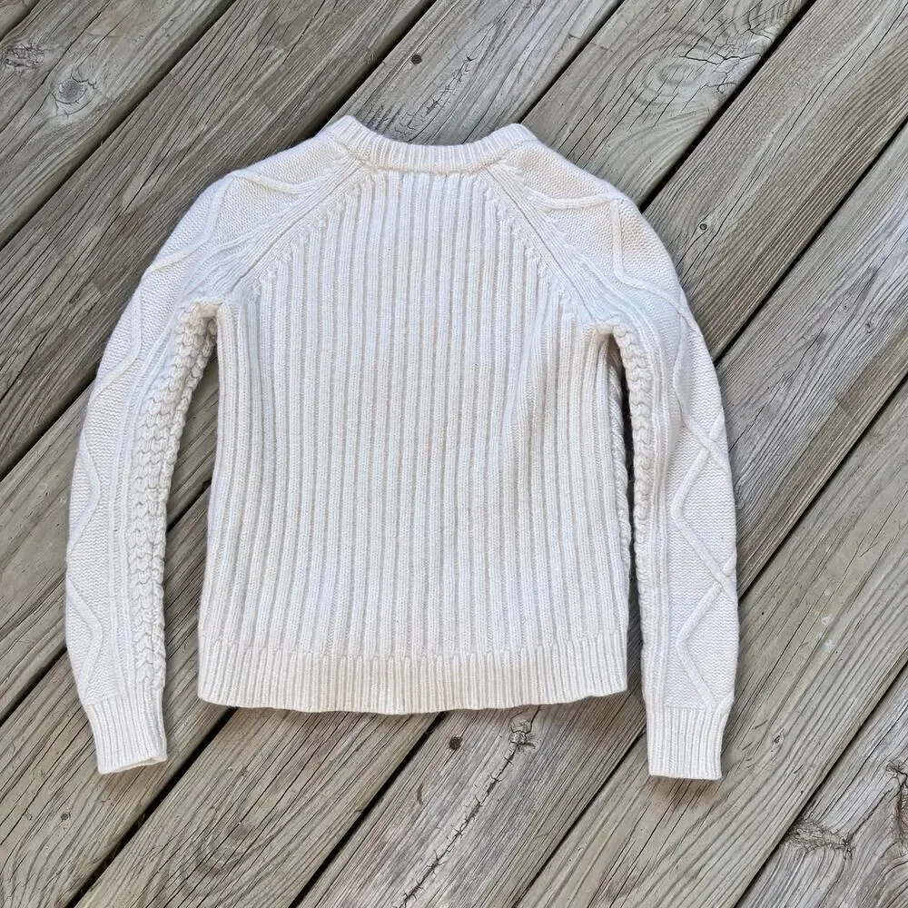 J.Crew Women's Ivory Pom Pom Pullover Sweater Size XS